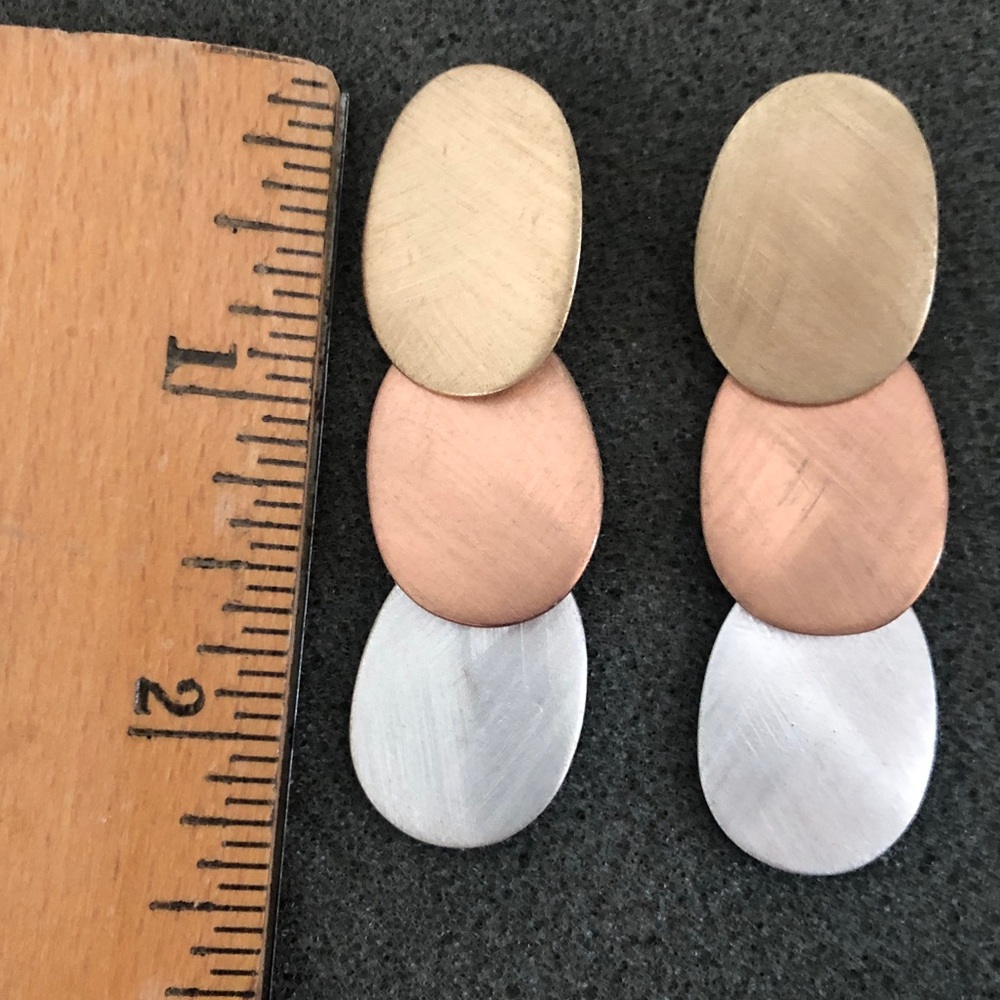 RLM Soho Triple Oval Earrings in Gold, Copper, and Silver - Picture 3 of 7
